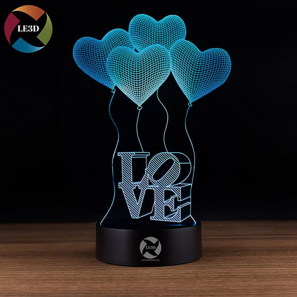 3D Optisk Illusions Natlampe - 7 LED Farveskiftende Lampe