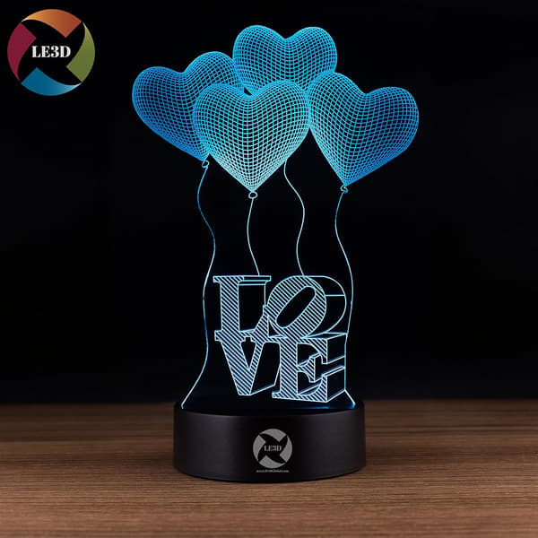 3D Optisk Illusjon Nattlys - 7 LED Fargeskiftende Lampe