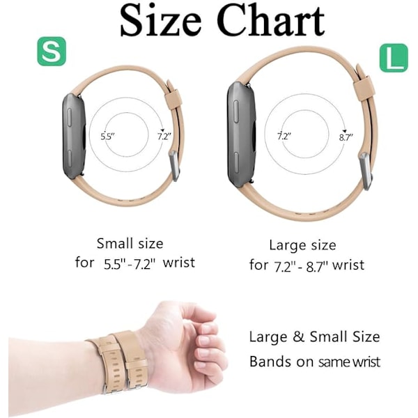 Smartwatch-rem til Fitbit Versa Smartwatch, Versa 2 og Versa Lite SE ure til kvinder og mænd (Khaki-S)