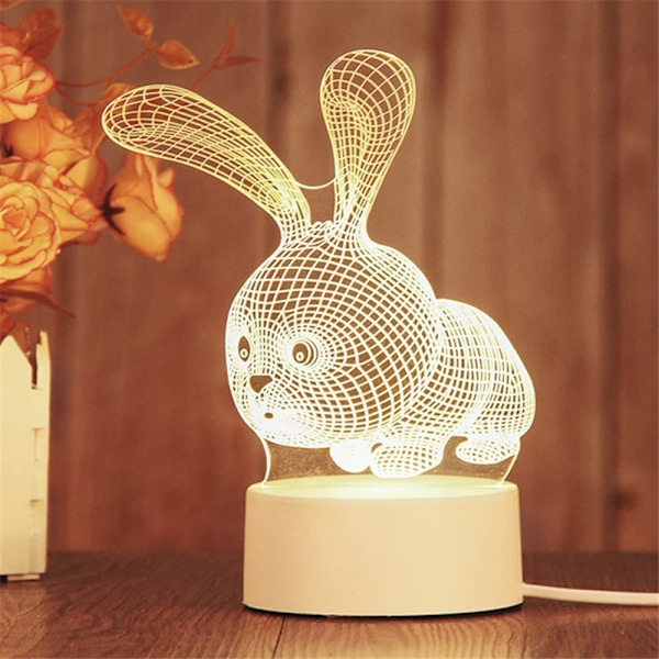 3D Lite Nattlampe, Plug-in LED-belysning for Barnerom