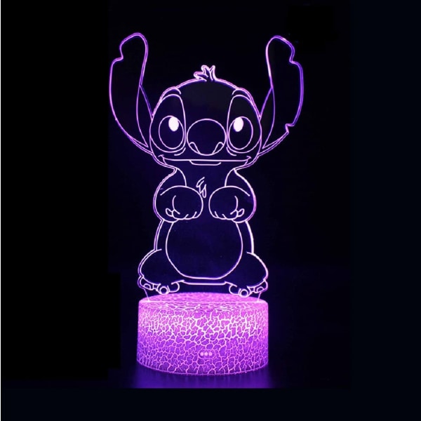 Amroe Cute Cartoon Stitch och Lilo 3D LED Optical Illusion A