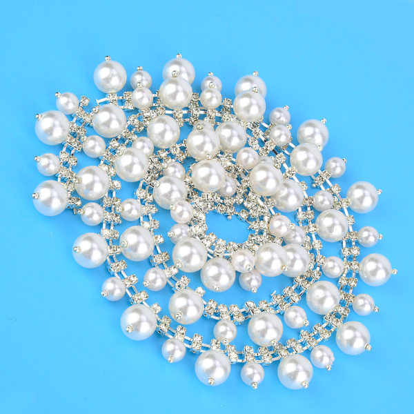 1 meter falsk perle kjede dobbel rad rhinestone sy på applikasjon DIY brudekjole klær trim