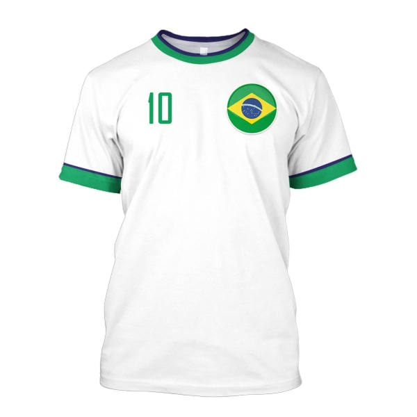 Brazil Jersey Herr T-shirt O-hals Oversized Kortärmad Herr Kläder 3D- print Brasiliansk Flagga urval Fotbollslagströja,Q00124T,XS
