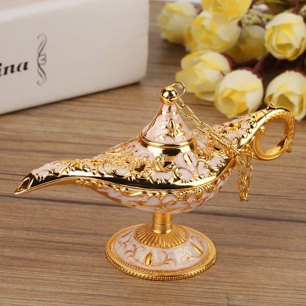 Metal Udskåret Hul Legende Lampe Hul Aladdin Magisk Genie Lys Ønskepot Dekor (#3)
