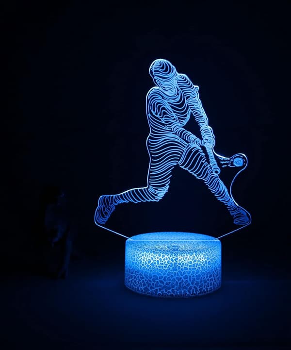 3D Illusjonslampe LED 16 Farger Endring med Fjernkontroll.Basebal