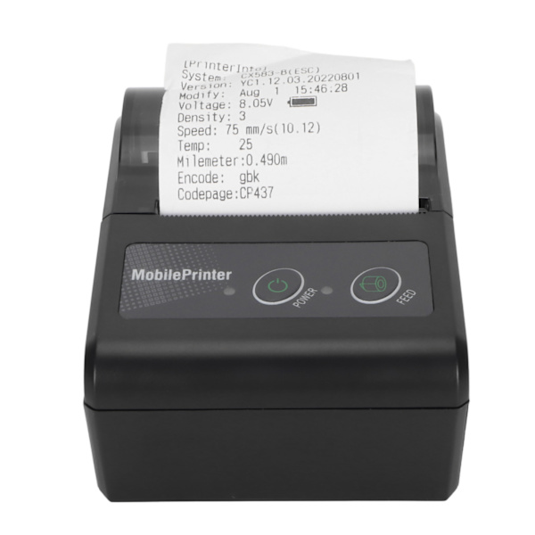 58mm Mini Termisk POS-skrivare Handhållen Bluetooth Kvittoskrivare Ficksskrivare för Mobiltelefoner Surfplattor 100‑240V