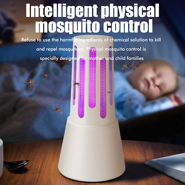Hyönteisansaloukku USB-ladattava 360° Hyttysansa LED-lyhty sisä- ja ulkokäyttöön Koti Puutarha Patio Leirintä White
