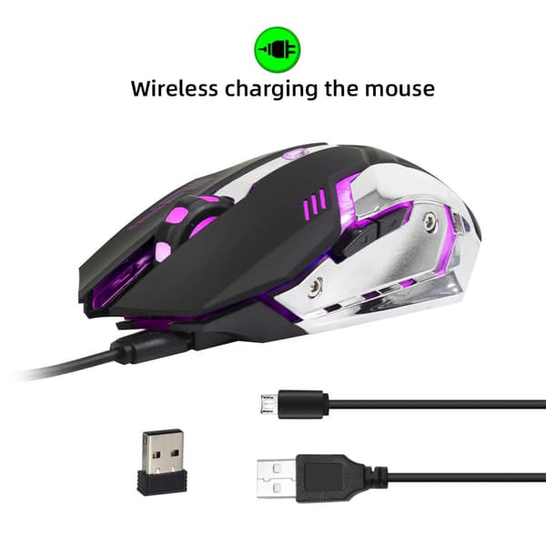 Spelmus, ergonomisk design 2.4G trådlös mo