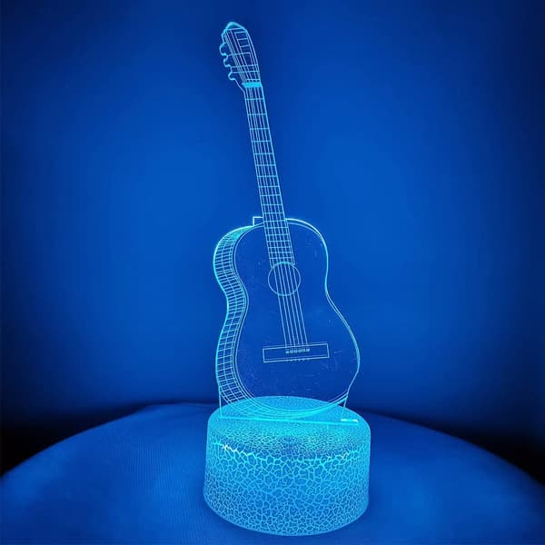 3D Illusjon Nattlys Lampe Gitar - Gitar 3D Illusjon Lampe