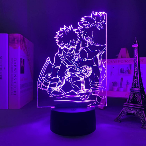 My Hero Academia Lampe, My Hero Academia Bursdagsdekorasjoner, Himiko Toga Ochako Uraraka Shoto Todoroki Izuku Midoriya Figur 3D Nattelys