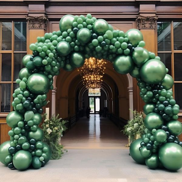 130 stk. metalliske grønne balloner i forskellige størrelser 18\" 12\" 10\" 5\" ballonbue guirlande sæt perfekt til fødselsdagsfest, dimission, babyshower, bryllup, Metallic Green