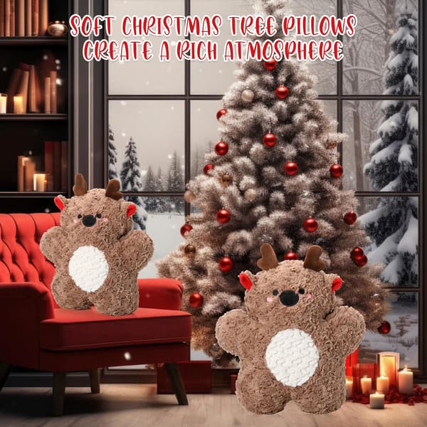 2 st mjuka plysch älgformade julkuddar - dekorativa hjortkuddar för soffa, sovrum, vardagsrum och julklappar
