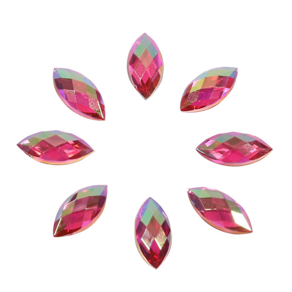 7*15mm Hesteøye Akryl Rhinestones Krystallperler Flat Back Dekorasjon (Rød)