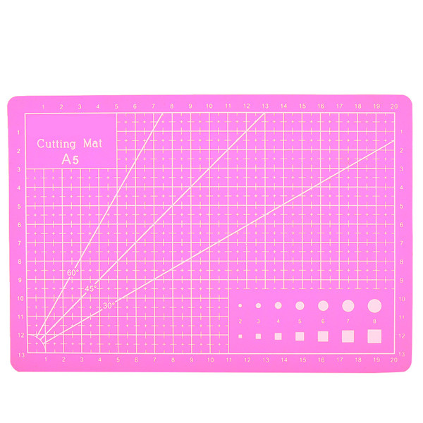A5 Rutenett PVC Skjærebrett Selvhelbredende Papir Lær Stoff Skjærebrett (Rosa)