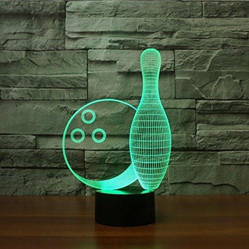 3D Bowling Natlampe Touch Bord Skrivebord Optisk Illusion Lampe