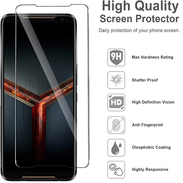 4 kpl karkaistua lasia Asus ROG Phone 6 Strix -puhelimeen, 2.5D 9H suojaava läpinäkyvä näytönsuojakalvo