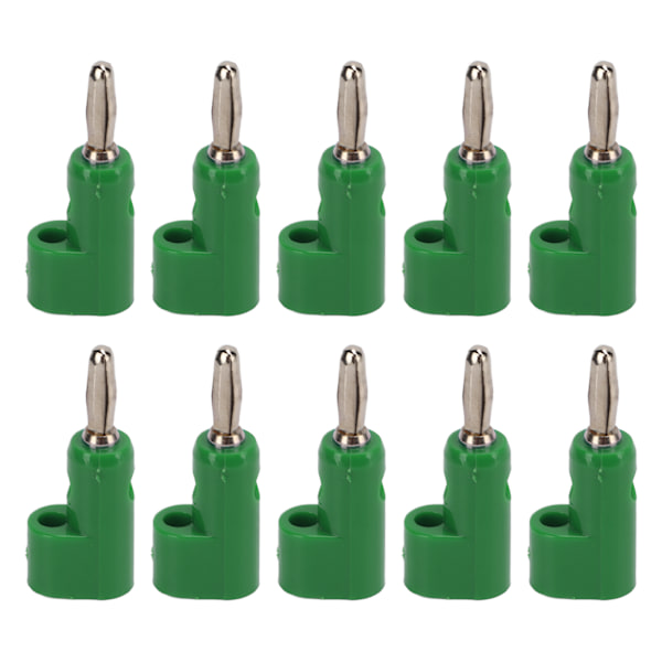 10 st/set 4mm Lödfria Bananpluggar Stapelbara Öppna Skruvar 30V AC‑60V DC Max 25A för Elektronik Industriutrustning Green