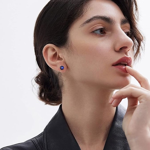 STEEL 5 Par Titan Skruv Bak Kirurgiskt Rostfritt Stål Örhängen för Kvinnor Män, Regnbåge 5A Cubic Zirconia Sova Hypoallergen Black Round CZ
