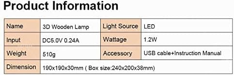 BST Monkey Head 3D Trälampa LED Nattljus Hemrum Dekor