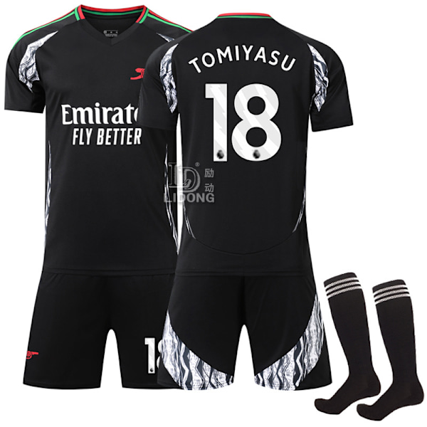 Fotbollströja för Pojkar Flickor 24-25 Herrtröja Ungdom Arsenal NO.18 Tröja Fotbollsdräkt Tomiyasu Fotbollströja Shorts Set Fans Gåva L