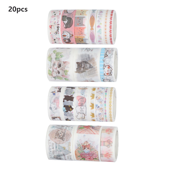 20 ruller/sett dekorativ selvklebende tape Scrapbooking klistremerke Maskeringstape DIY håndverk (C01089)
