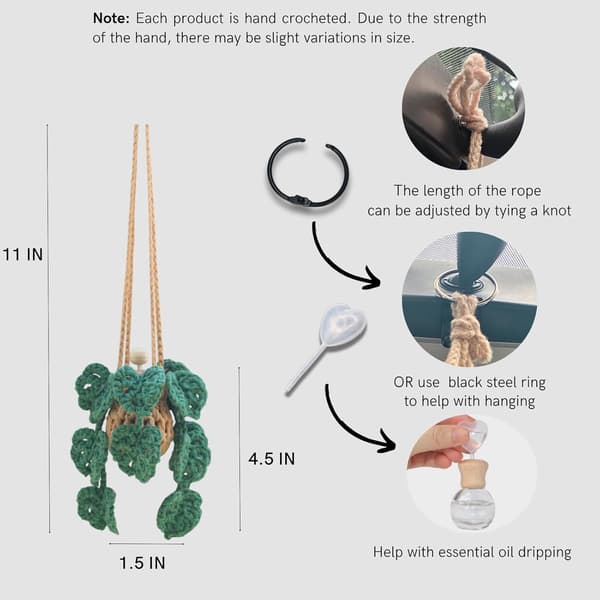 12ml Søt Heklet Monstera Diffuser – Grønn Påfyllbar Bil-/Hjemmedekorasjonstilbehør Monstera