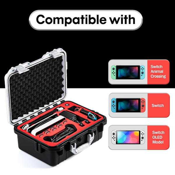 Väska för Nintendo Switch/Switch OLED, Vattentät Reseväska Mjukt Foder Hård Väska för Nintendo Switch OLED Konsol Pro-kontroll & Tillbehör White