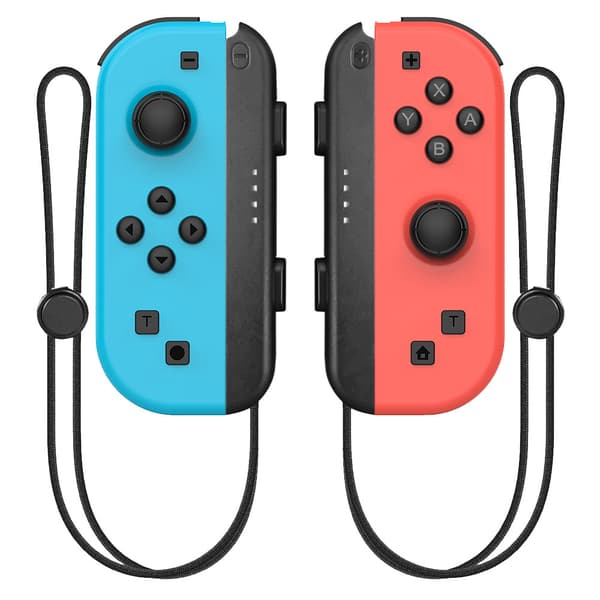 Trådlös Bluetooth Gamepad: Delad vänster-höger handkontroll med rörelsesensor, vibration och viloläge/väckningsfunktion Blue+Red