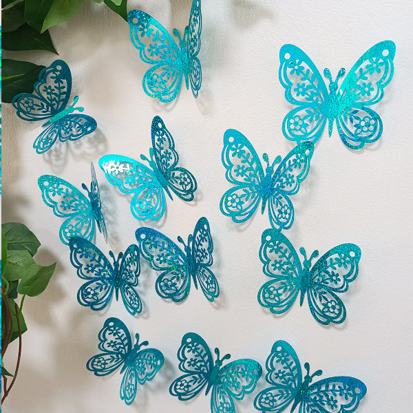 3D Butterfly Wall Sticker 3 Størrelser Butterfly Wall Decals Butterflies Klistremerker for Vegger Soverom Fest Bryllup Dekorasjoner(Blå)
