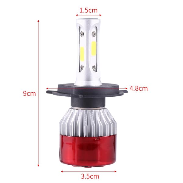 2 stk H4 252W 25200lm Bil LED Hovedlys COB Frontlys Kjørelys Pærer Hvit 6500K