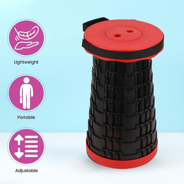 Röd justerbar teleskopisk hopfällbar pall, infällbar bärbar sits stöder 200 kg inomhus utomhus red