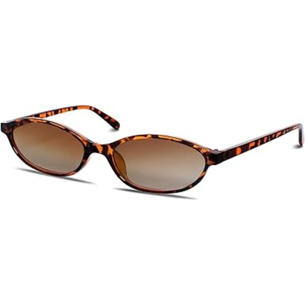 Retro soikeat aurinkolasit naisille, tyylikkäät kissansilmälasit 90-luvulta, kevyet kapeat sävyt, trendikkäät UV-suoja aurinkolasit Tortoise Frame - Gradient Brown Lens