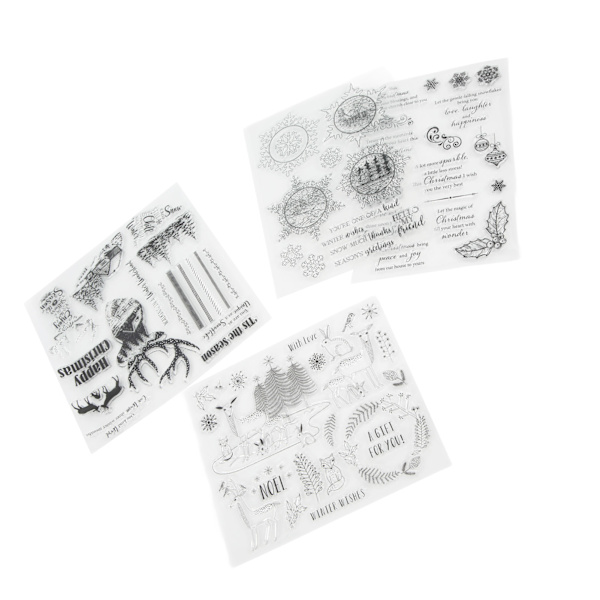 4 stk. gjennomsiktige stempler i TPR-materiale med julemotiv - Gjenbrukbare dekorative verktøy for scrapbooking og DIY-håndverk