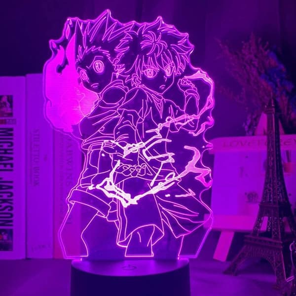 3D Illusion Lampe Anime Gon og Killua Figur 3D Natlampe