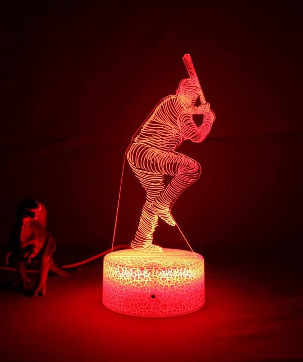3D Illusjonslampe LED 16 Farger Endring med Fjernkontroll.Basebal