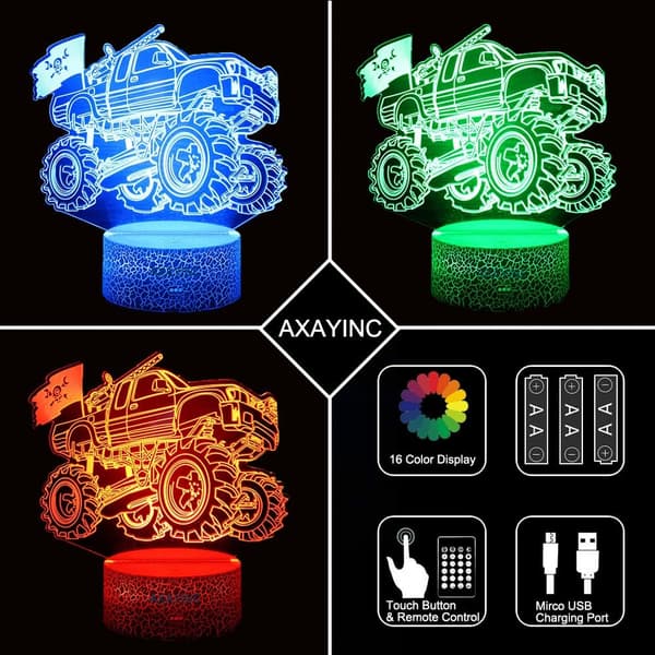 3D Natlampe LED Illusion Skrivebordslampe 7 Farveskift