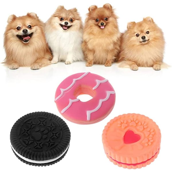 Cookie Shape Pet Dog Pipande Toy Valp Gummi Ljud Interagera