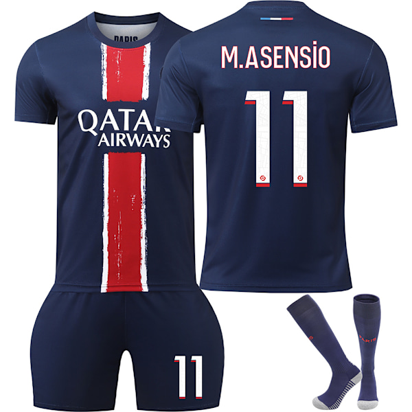 24/25 Fotbollskit för Barn Träningsdräkt Fotbollskit för Pojkar, Paris NO.11 Fotbollslag Träningsdräkt Tröjor Shorts och Strumpor L