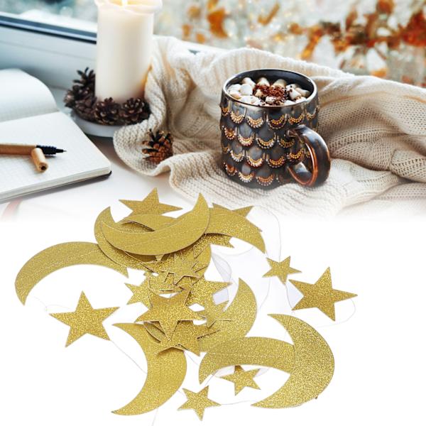 5 stjärnor måne banderoller guld glänsande utsökt Eid Mubarak hängande banderoller för Ramadan bakgrundsdekoration
