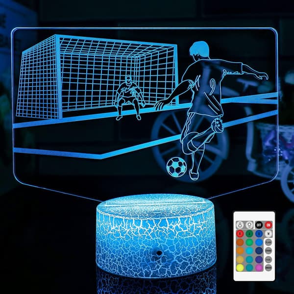 3D Fodboldlampe Cool Lamper Natlampe til Børn 16 Farve Chan
