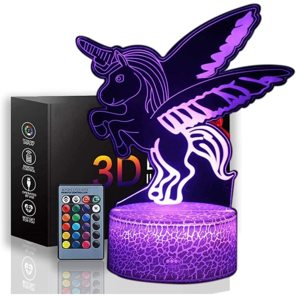 Kids Light Unicorn Toys 3D-lampa Optical Illusion Night Light