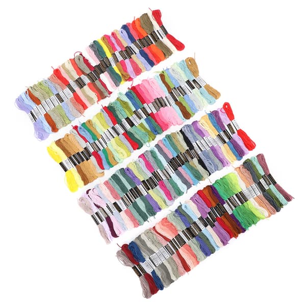 150 stk broderigarn flerfarget korssting floss polyester bomullsspoler 8 meter