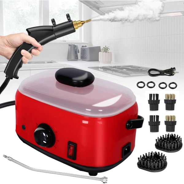 2500W håndholdt damprenser, 1500 ml høytrykksdamper for rengjøring, multifunksjonell bærbar damprenser for hjemmebruk, damprenser for bilpleie U Red-1500ML Water Tank