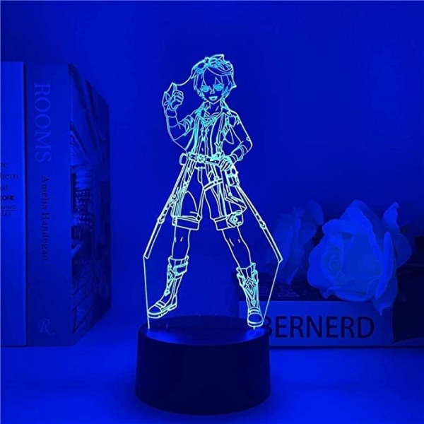 Genshin Impact Bennett Lampe Nattlys Illusionslys 3D for Barn Gutter Jenter Soverom LED Dekorbelysning Barn Julegave Sengelampe Fargerik Bi