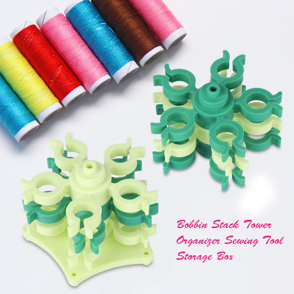 Bobbin Stack Tower Organizer Syverktyg Förvaring Hållare Stativ Box Plast