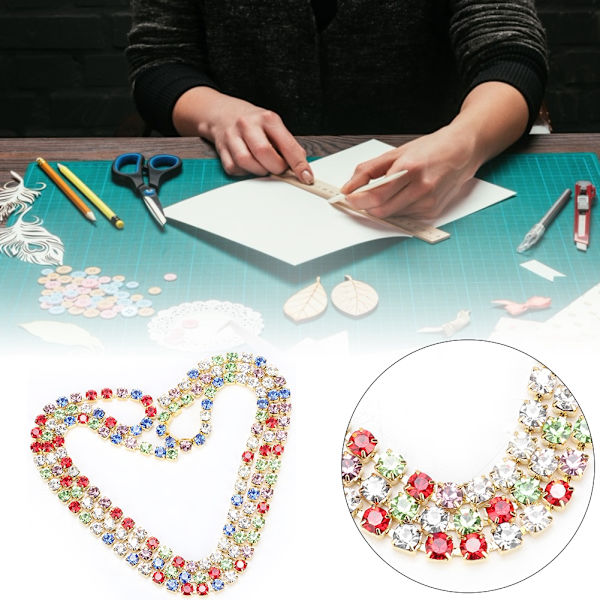 3A 5mm Tšekkiläinen Strass-kuppiketju Sekoita Väri Kynsiketju DIY Korujen Koristelu Tarvike Kulta