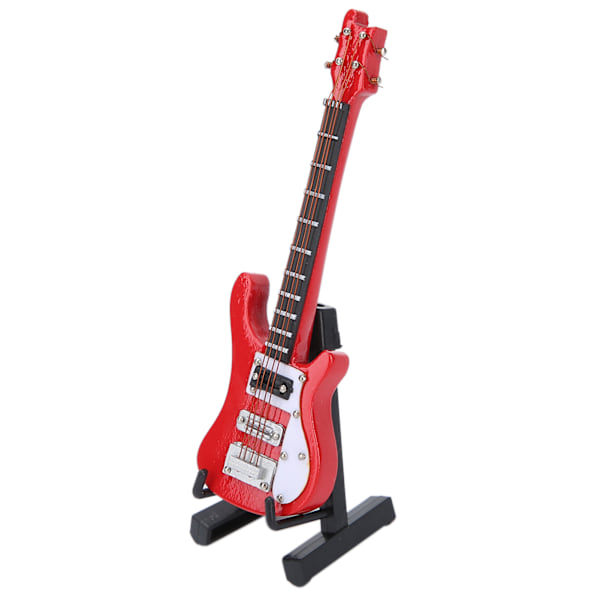 Miniatyr tre elektrisk gitarmodell musikkinstrument ornamenter gaver rød