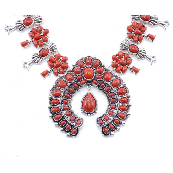 Kvinnors halsband, Boho turkos blomma hänge kläder Acc