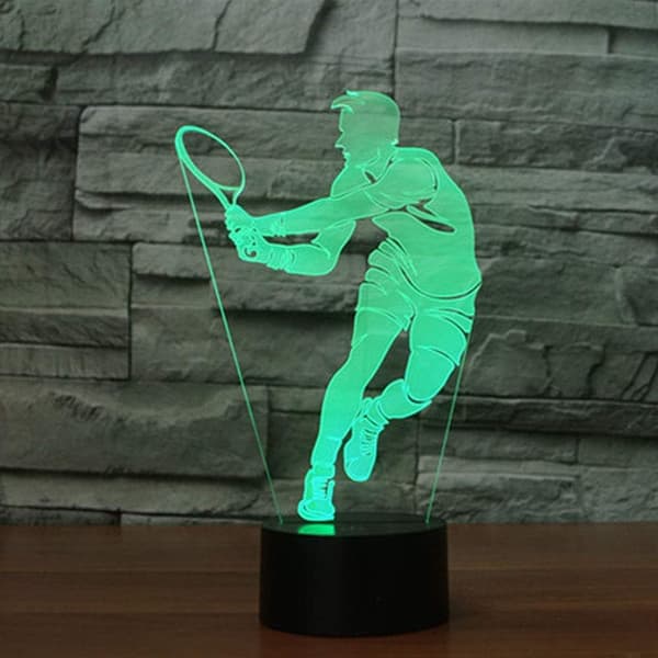 3D Optisk Illusjon Fargerikt Nattlys Tennis Touch USB LE