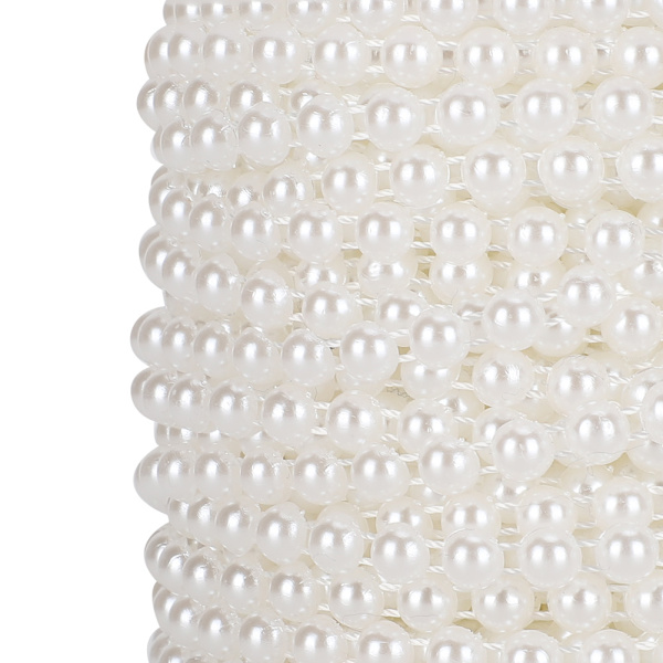 6mm 25m Kunstig Perle Perle Streng Kunstig DIY Dekorasjon Tilbehør for Gardin Inngang Hvit
